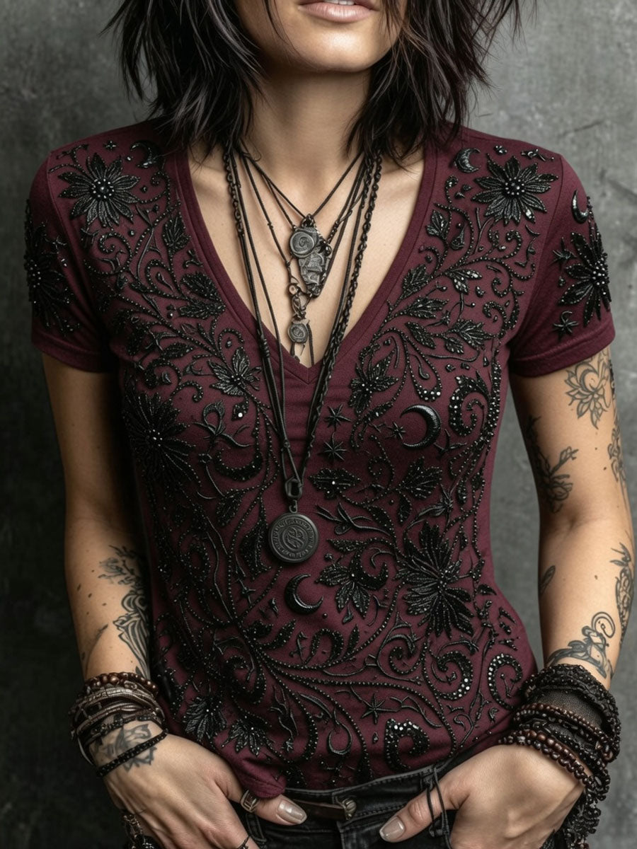Women’S Halloween Gothic-Style Printed Casual Short-Sleeved T-Shirt