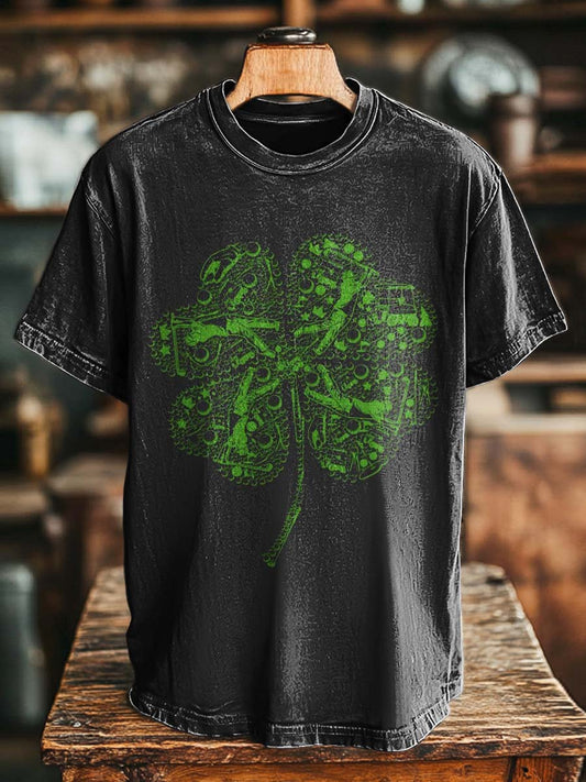 St. Patrick's Day Abstract Shamrock Print Casual Short-Sleeve T-Shirt