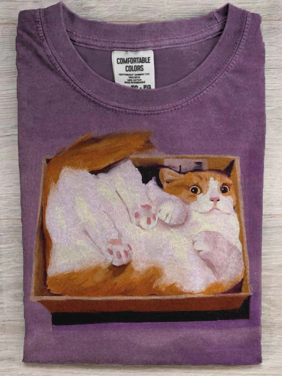 Funny Cat Print Casual Short-Sleeve T-Shirt