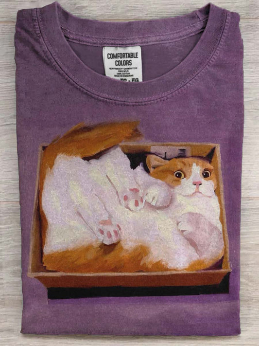 Funny Cat Print Casual Short-Sleeve T-Shirt