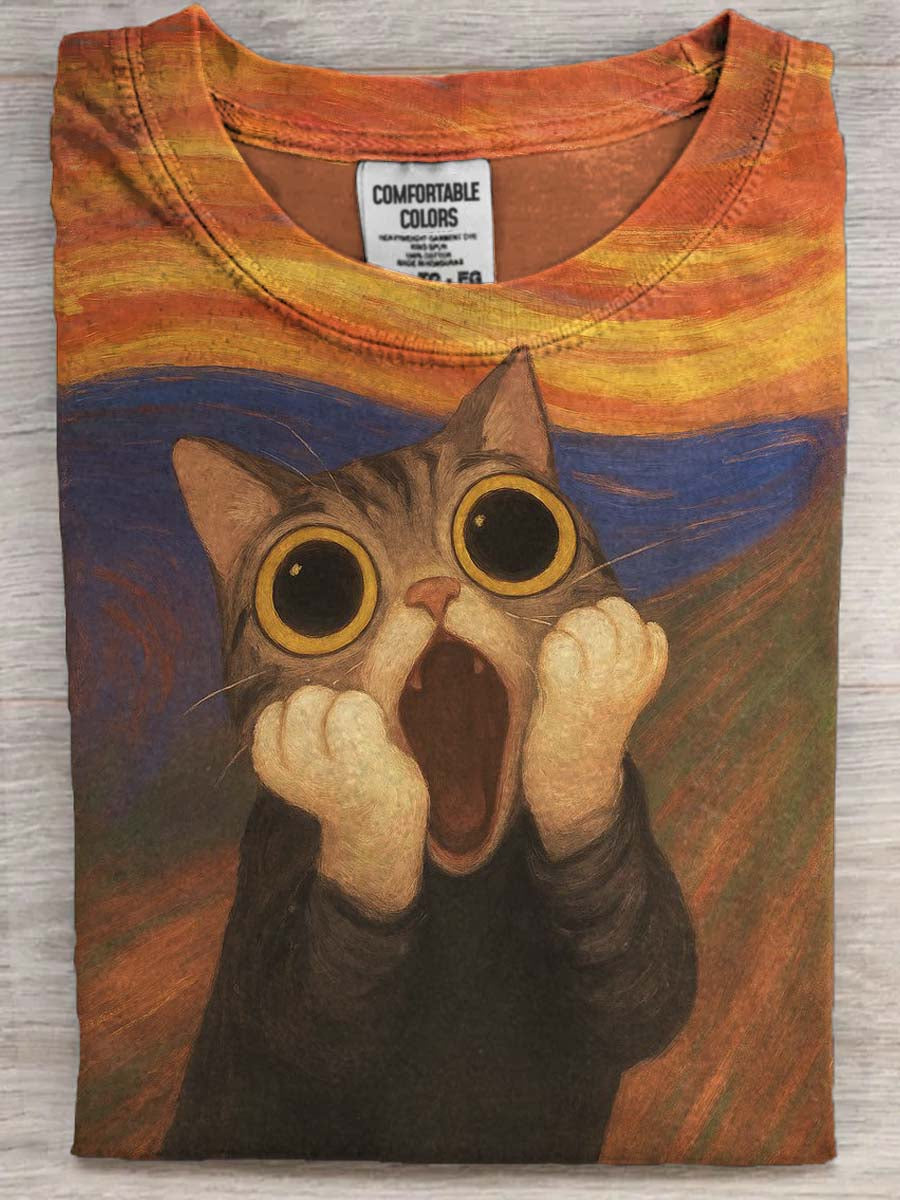 Funny Cat Print Casual Short-Sleeve T-Shirt