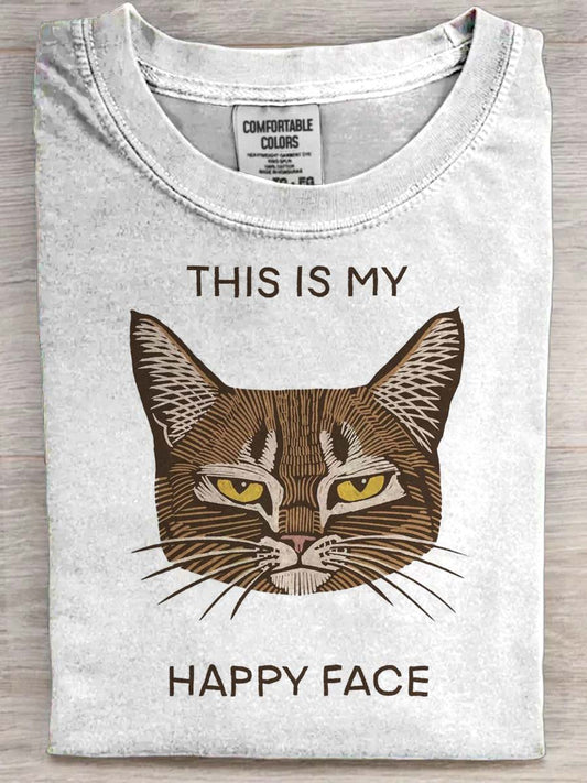 This is my happy face print casual short-sleeve T-shirt