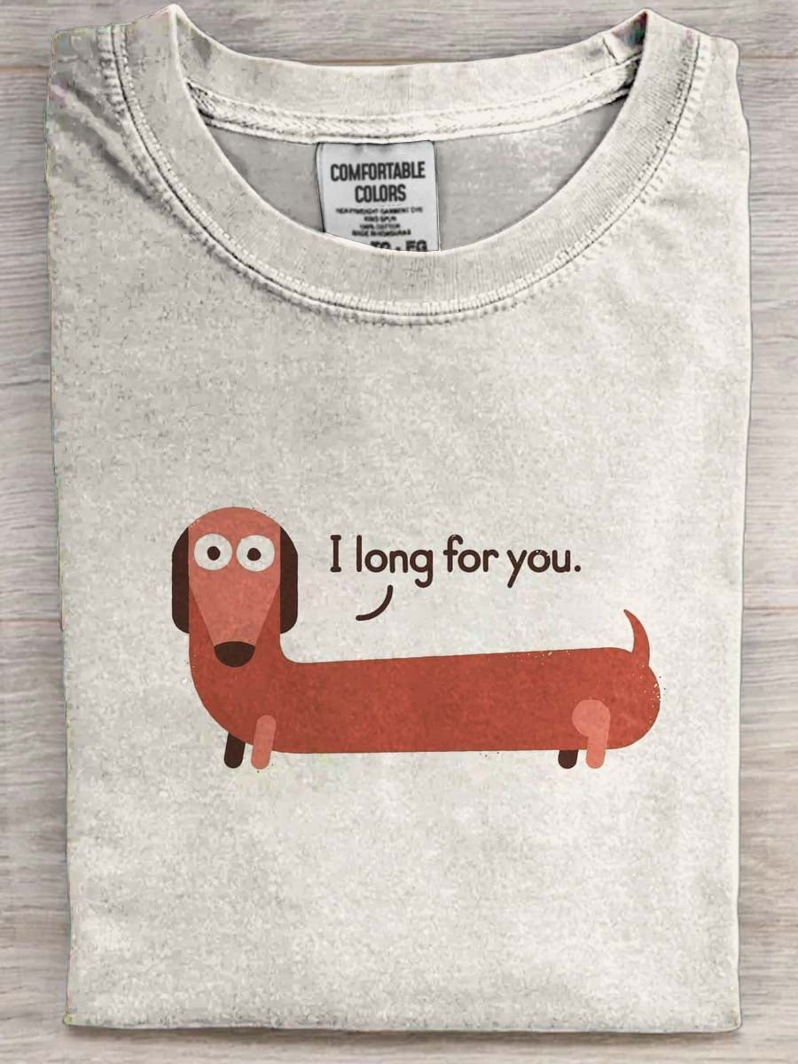 Cute Dachshund Print Casual Short-Sleeve T-Shirt