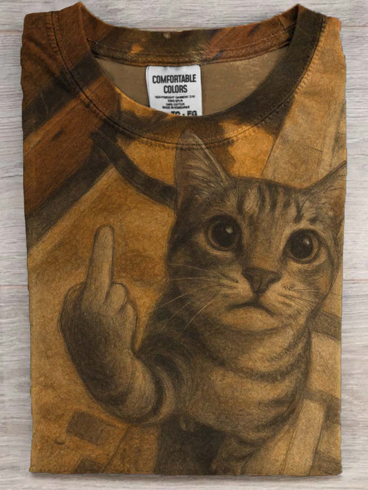 Funny Cat Print Casual Short-Sleeve T-Shirt