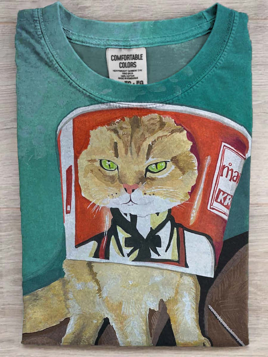 Funny Cat Print Casual Short-Sleeve T-Shirt
