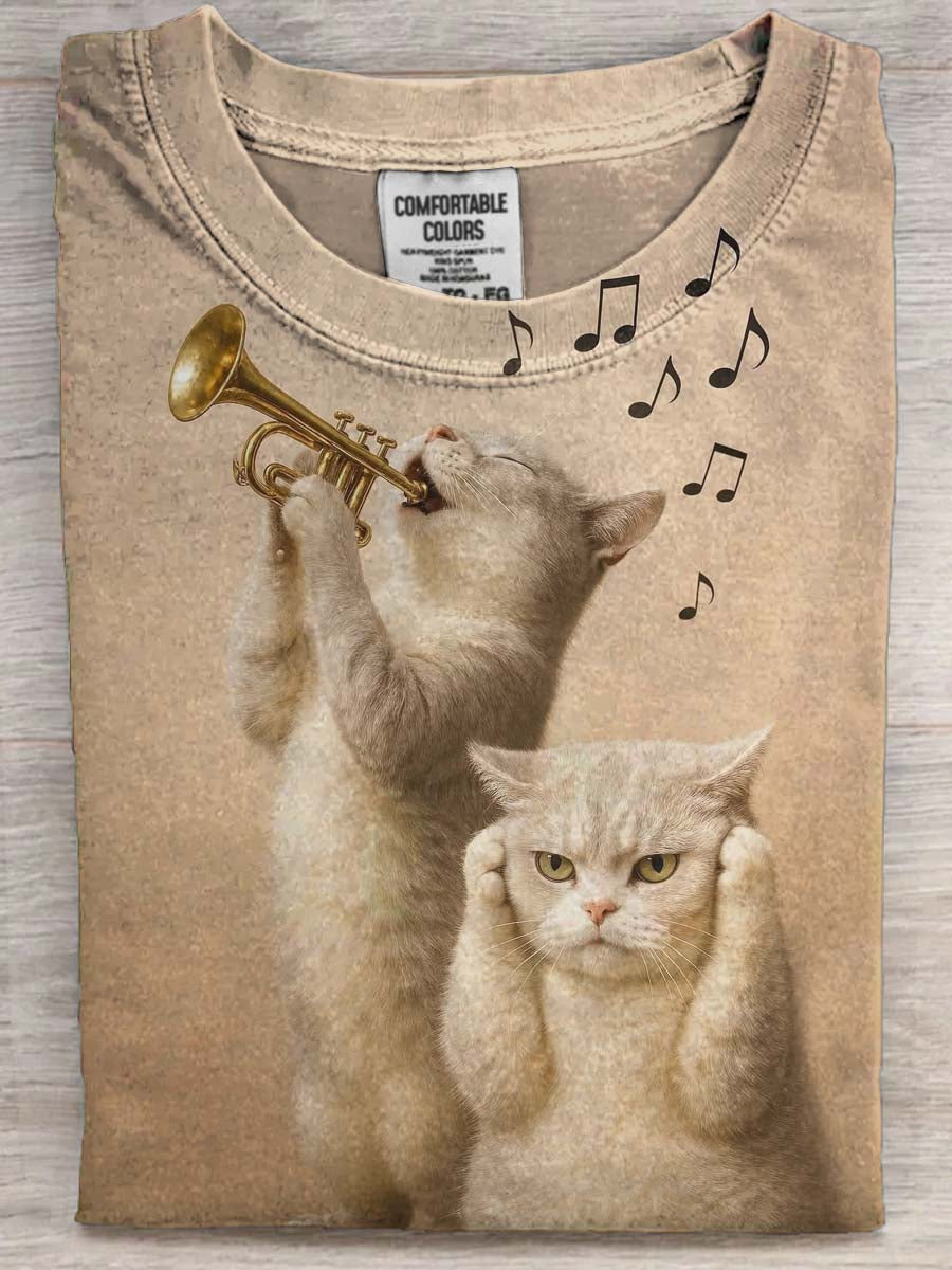 Funny Cat Print Casual Short-Sleeve T-Shirt