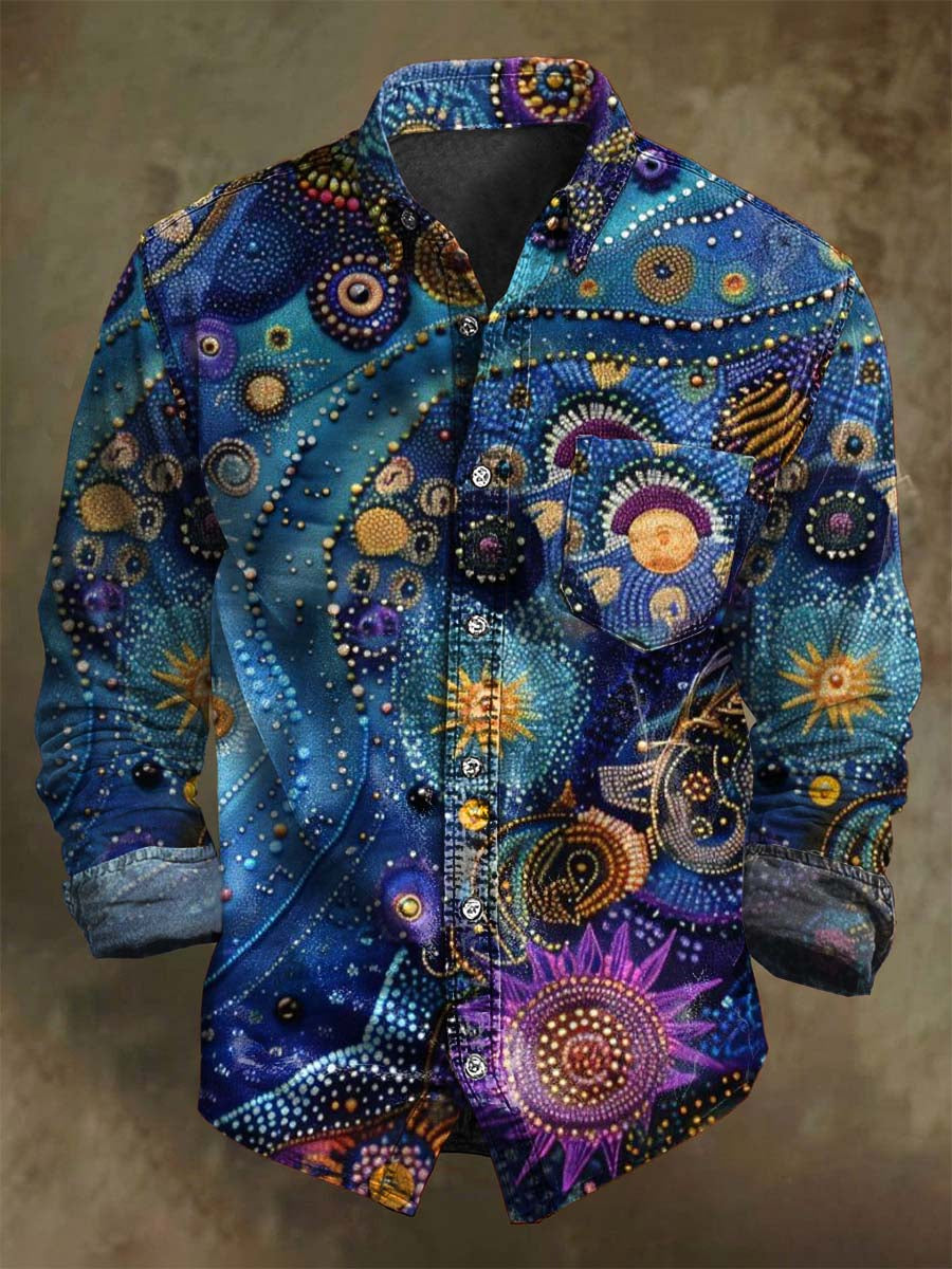 Abstract Fantasy Art Print Casual Long-Sleeve Shirt