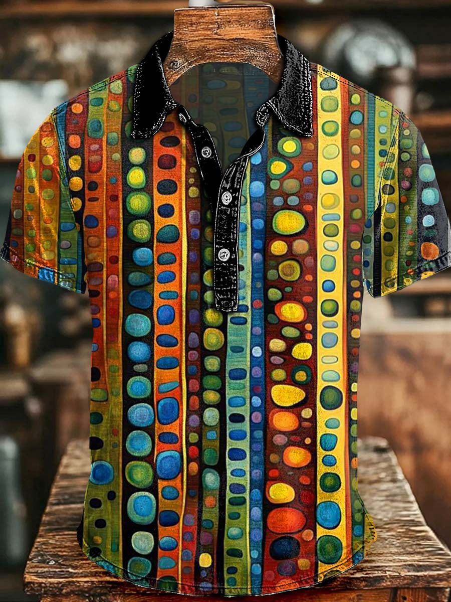 Abstract Pop Art Print Casual Short-Sleeve Polo Shirt