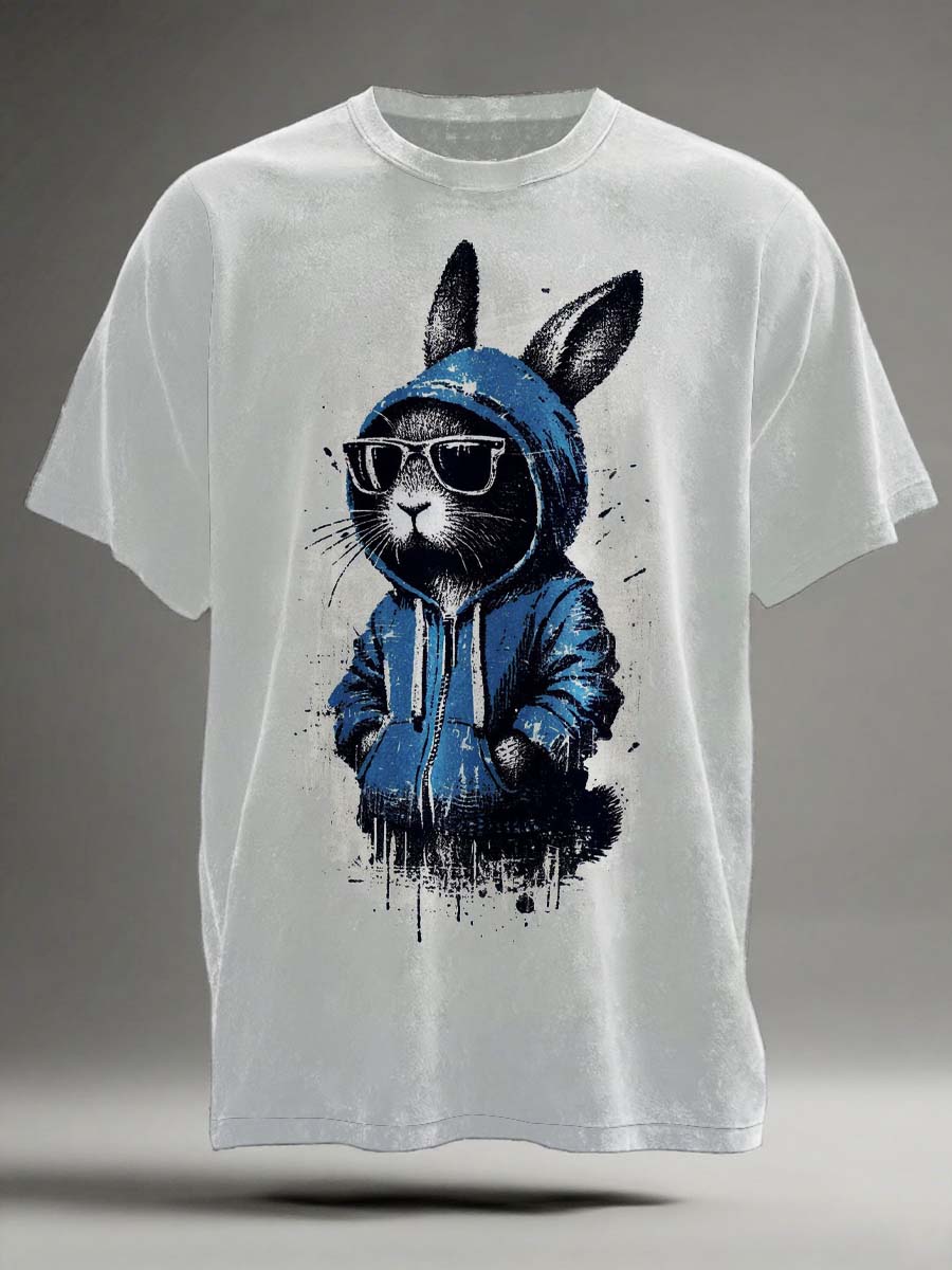 Cool Rabbit Print Casual Short-Sleeve T-Shirt