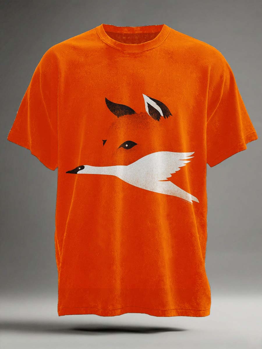 Abstract Fox Print Casual Short-Sleeve T-Shirt