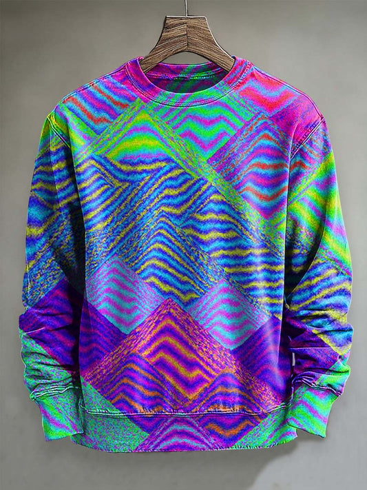 Abstract Geometric Print Casual Crewneck Sweatshirt