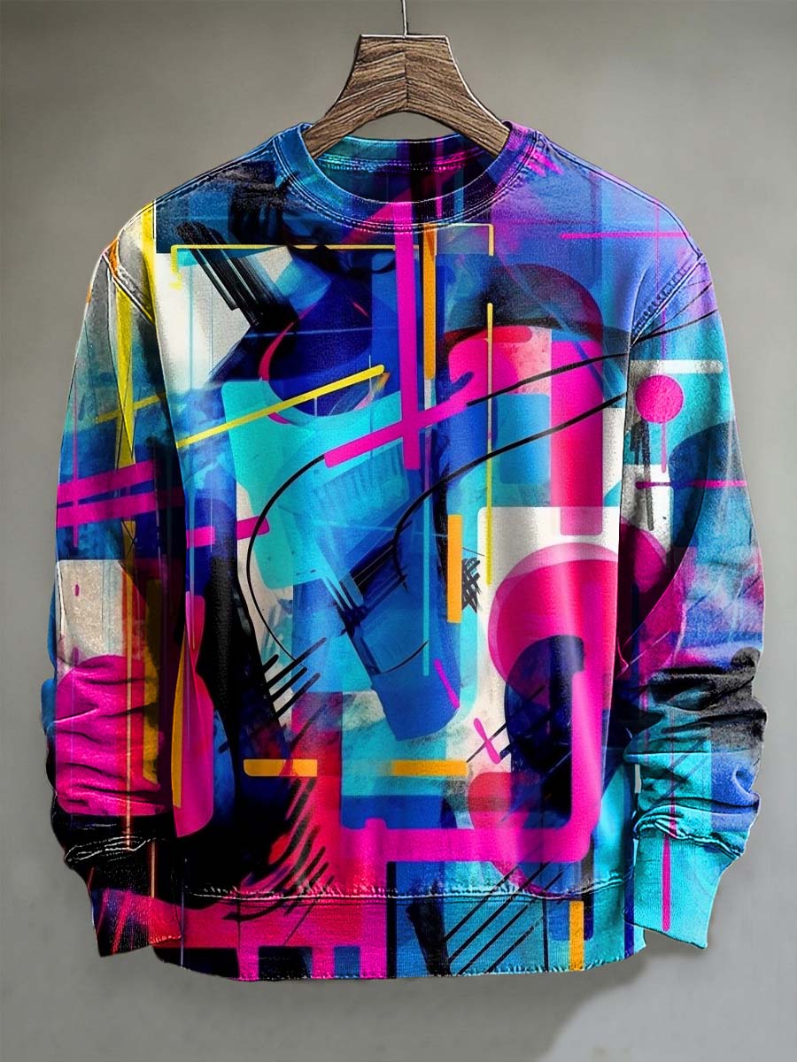 Abstract Geometric Print Casual Crewneck Sweatshirt