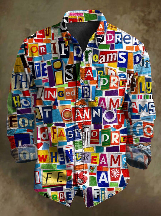 Abstract Street-Style Print Casual Long-Sleeve Shirt