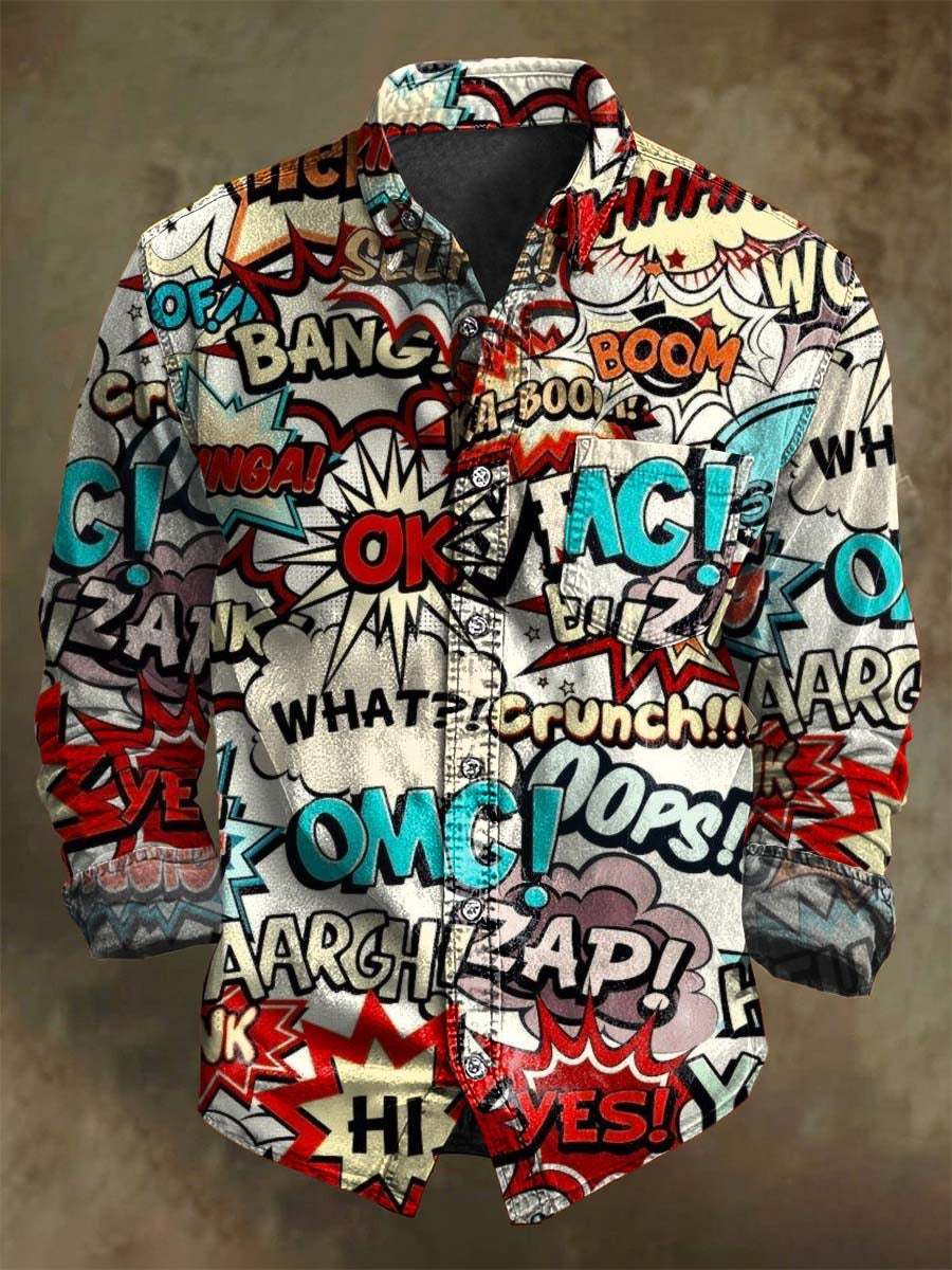 Abstract Street-Style Print Casual Long-Sleeve Shirt