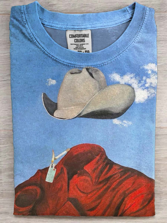 Abstract Smoking Print Casual Short-Sleeve T-Shirt