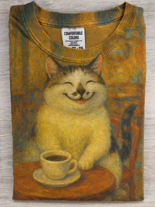 Funny Cute Cat Print Casual Short-Sleeve T-Shirt