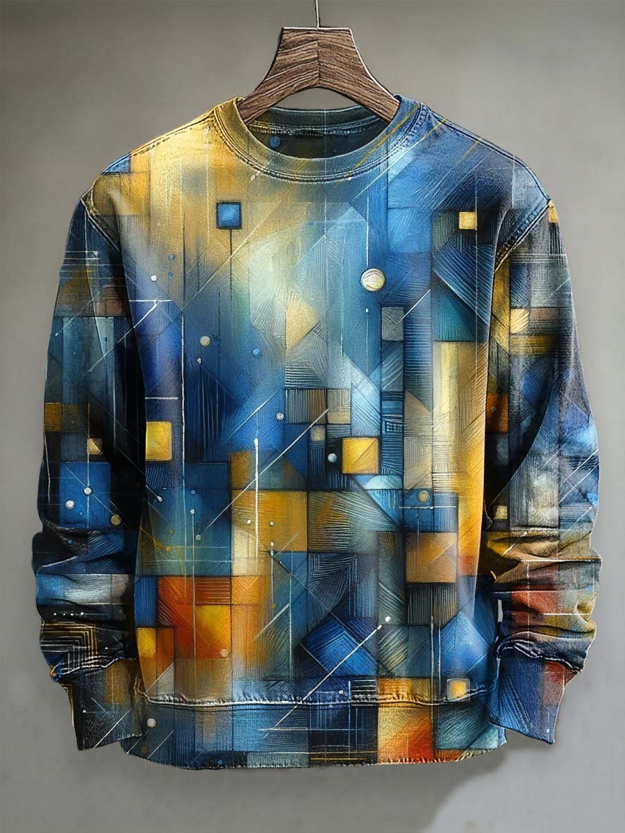 Abstract Geometric Print Casual Crewneck Sweatshirt