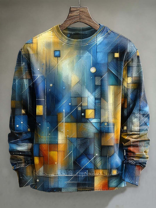 Abstract Geometric Print Casual Crewneck Sweatshirt