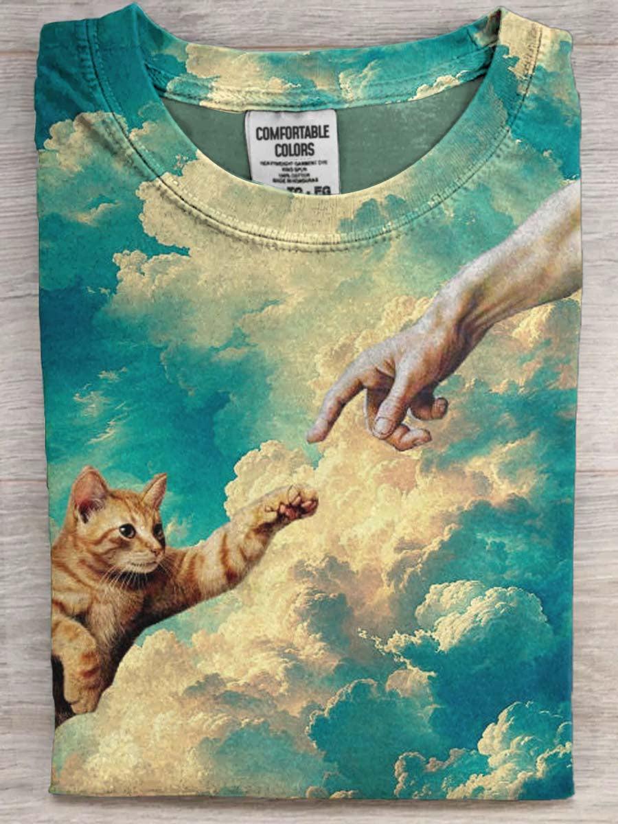 Funny Cat Print Casual Short-Sleeve T-Shirt