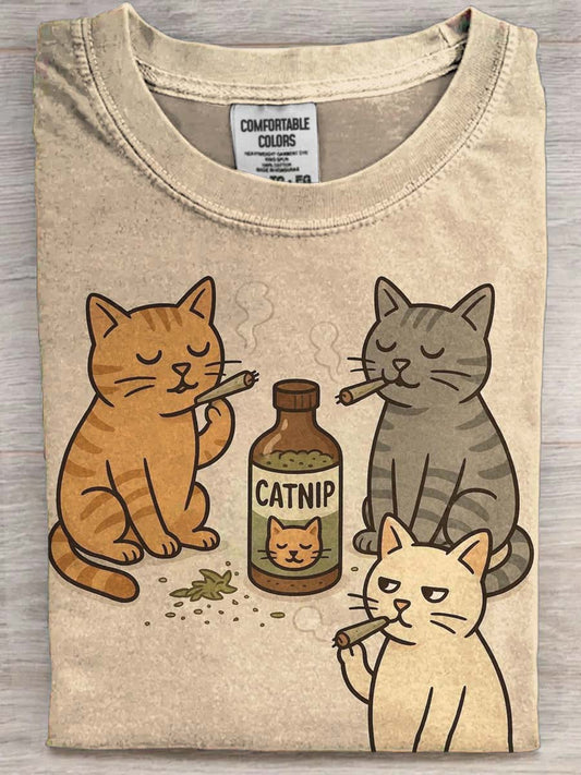 Funny Cat Print Casual Short-Sleeve T-Shirt