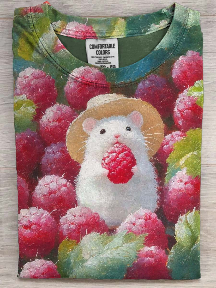 Cute Hamster Print Casual Short-Sleeve T-Shirt