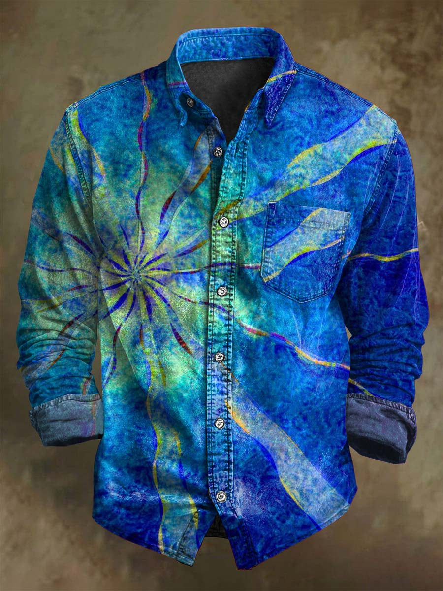 Abstract Digital Art Print Casual Long-Sleeve Shirt