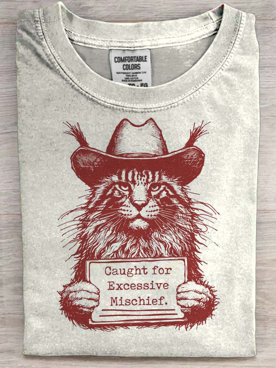 Funny Cat Print Casual Short-Sleeve T-Shirt