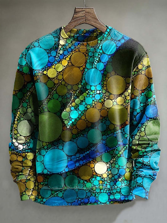 Abstract Polka Dot Print Casual Crew Neck Sweatshirt