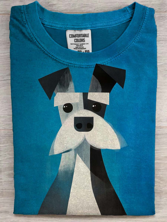 Abstract Dog Print Casual Short-Sleeve T-Shirt