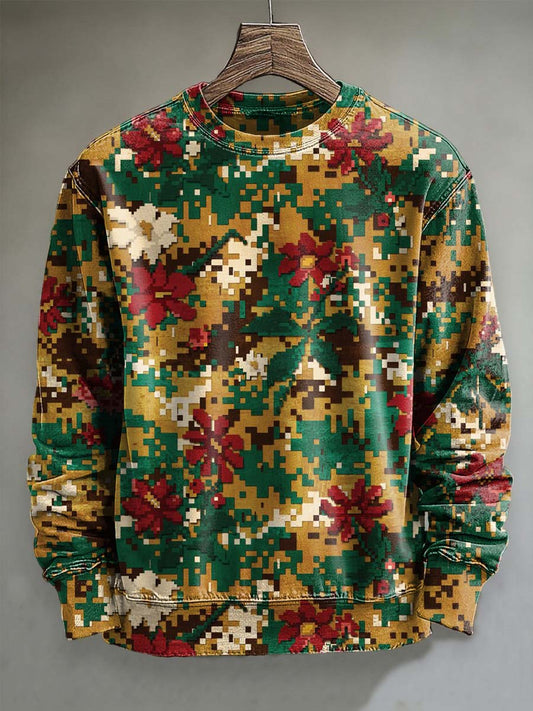 Abstract Christmas Print Casual Crewneck Sweatshirt