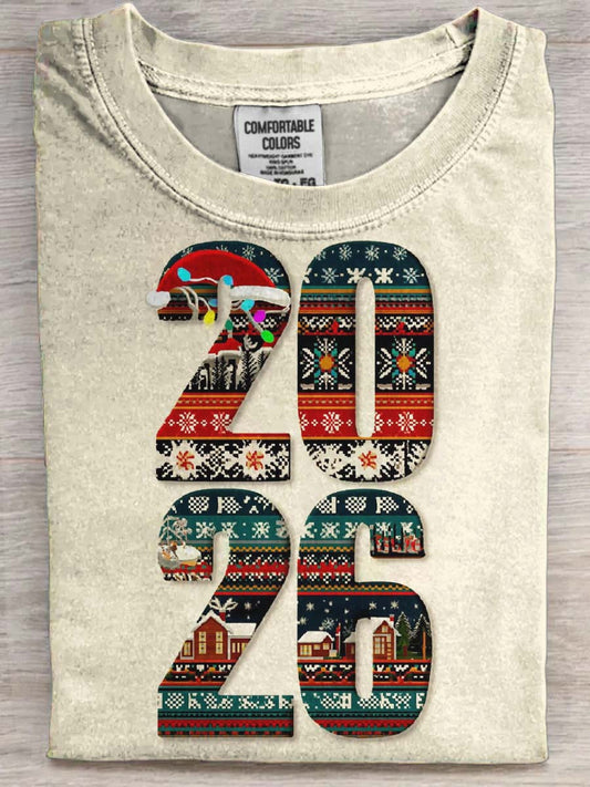 Christmas and New Year Printed Casual Short-Sleeve T-Shirt