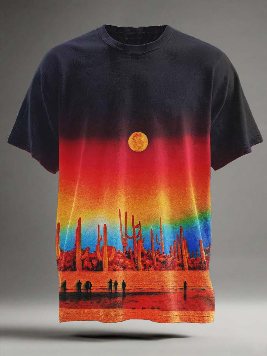 Abstract Psychedelic Western Print Casual Short-Sleeve T-Shirt