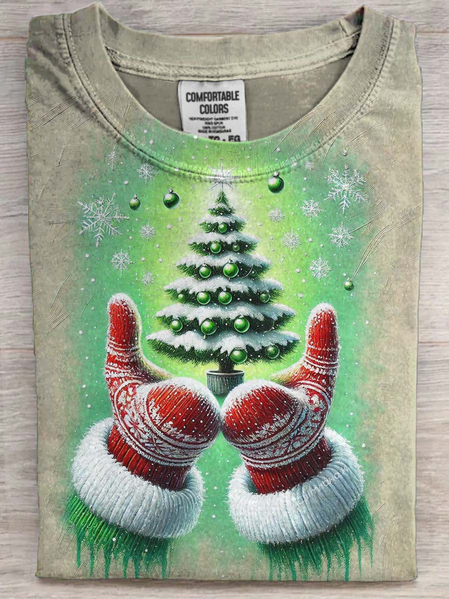 Christmas Tree Print Casual Short-Sleeve T-Shirt