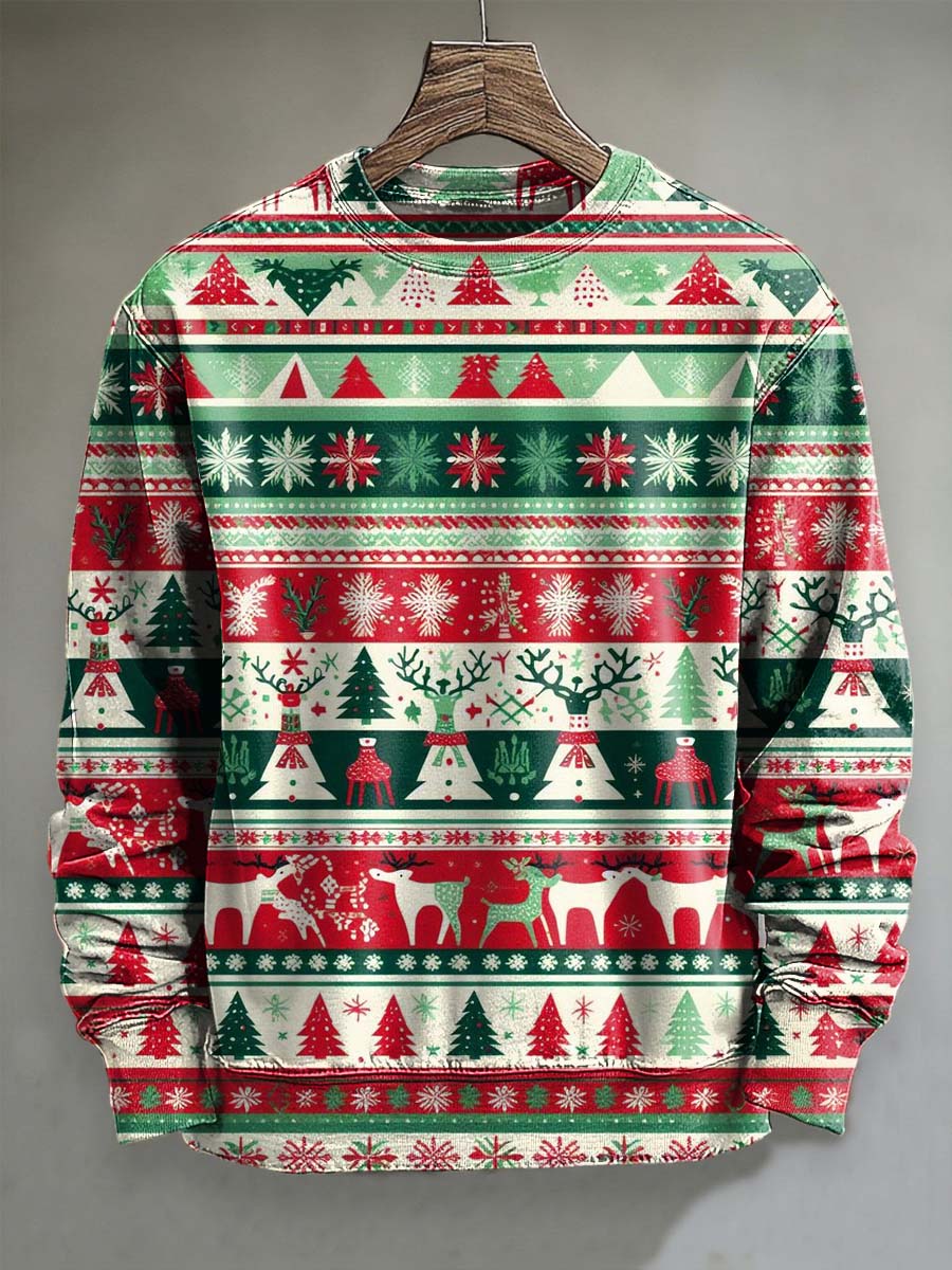 Abstract Christmas Print Casual Crewneck Sweatshirt