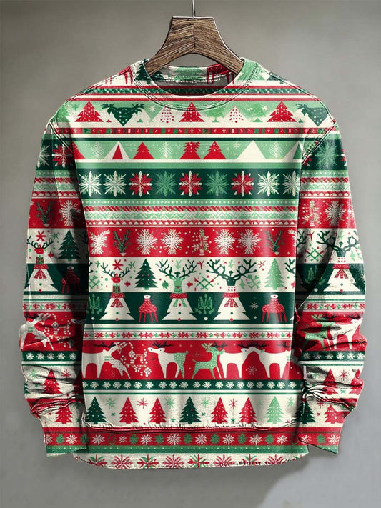 Abstract Christmas Print Casual Crewneck Sweatshirt