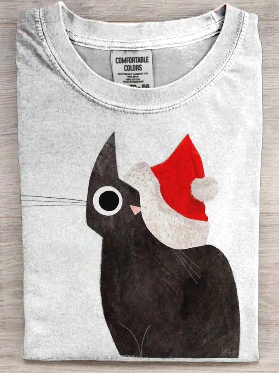 Funny Cat Print Casual Short-Sleeve T-Shirt