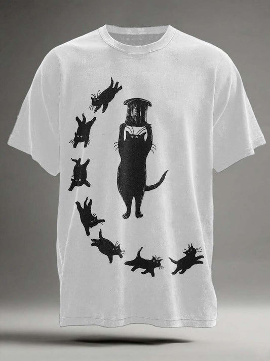 Funny Cat Print Casual Short-Sleeve T-Shirt