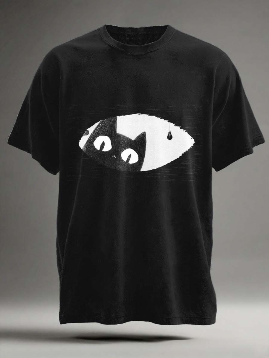 Funny Cat Print Casual Short-Sleeve T-Shirt