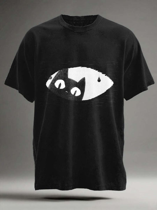 Funny Cat Print Casual Short-Sleeve T-Shirt