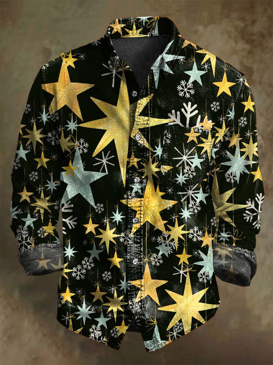 Christmas Snowflake Print Casual Long-Sleeve Shirt