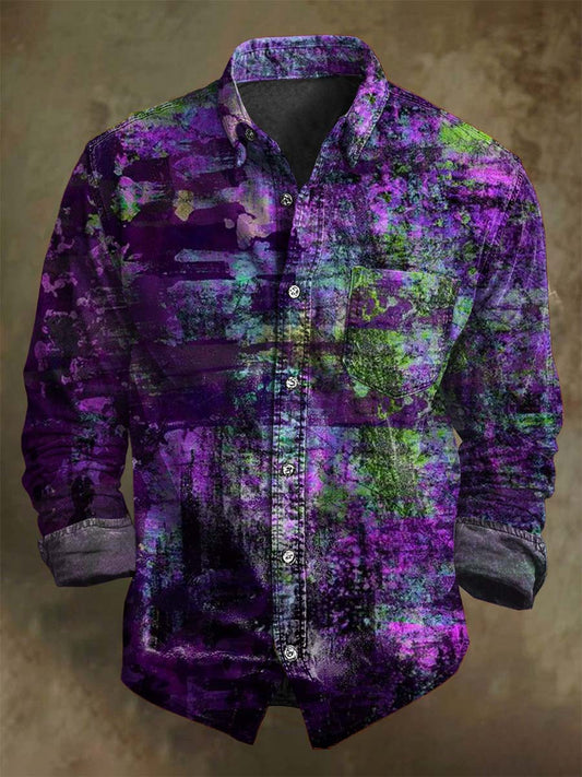 Abstract Oil Painting Print Casual Long-Sleeve Shirt