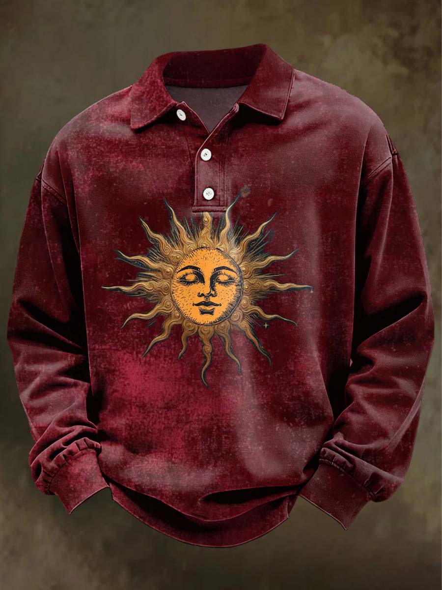 Abstract Doodle-Style Print Casual Long-Sleeve Shirt