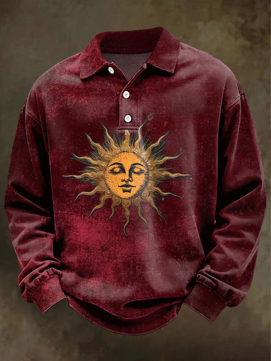 Abstract Doodle-Style Print Casual Long-Sleeve Shirt