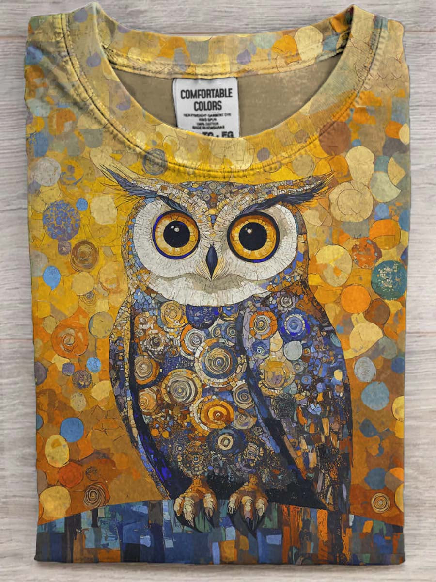 Abstract Owl Print Casual Short-Sleeve T-Shirt