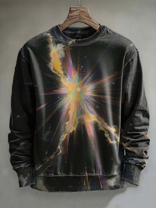 Sun-Speckled Print Casual Crewneck Sweatshirt