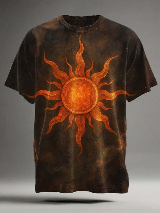 Abstract Sun Print Casual Short-Sleeve T-Shirt