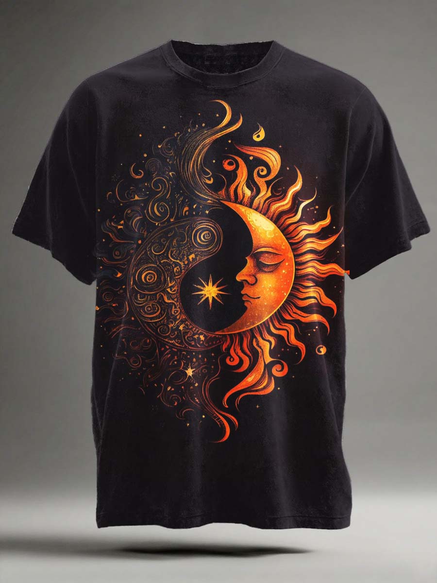 Abstract Moon Print Casual Short-Sleeve T-Shirt
