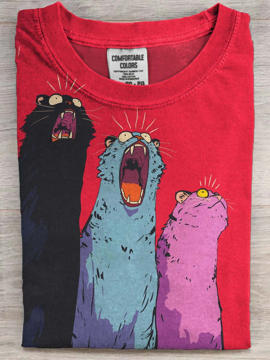 Funny Cat Print Casual Short-Sleeve T-Shirt
