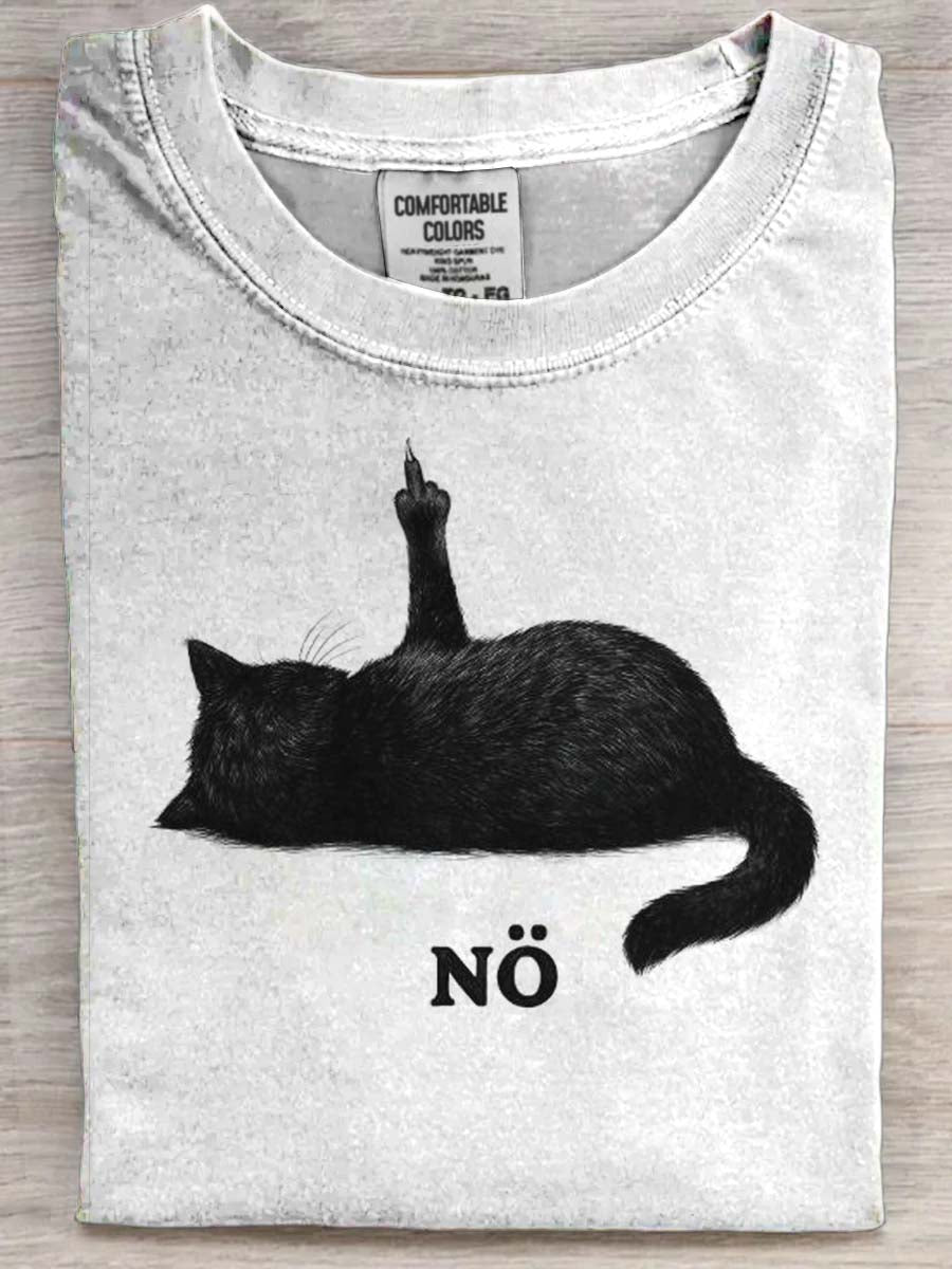 Funny Cat Print Casual Short-Sleeve T-Shirt