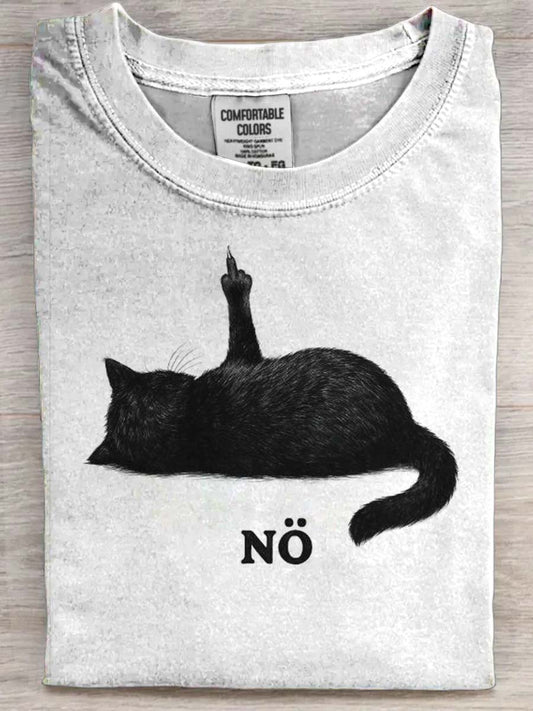 Funny Cat Print Casual Short-Sleeve T-Shirt